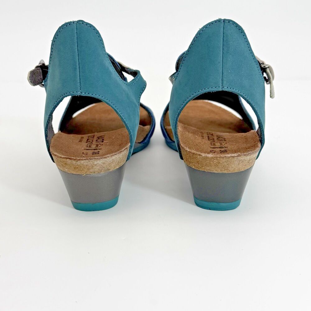 Naot Fiona Wedge Sandals 38‎ Teal Suede Leather Comfort Shoes Womens 7 Brand New - Picture 4 of 7